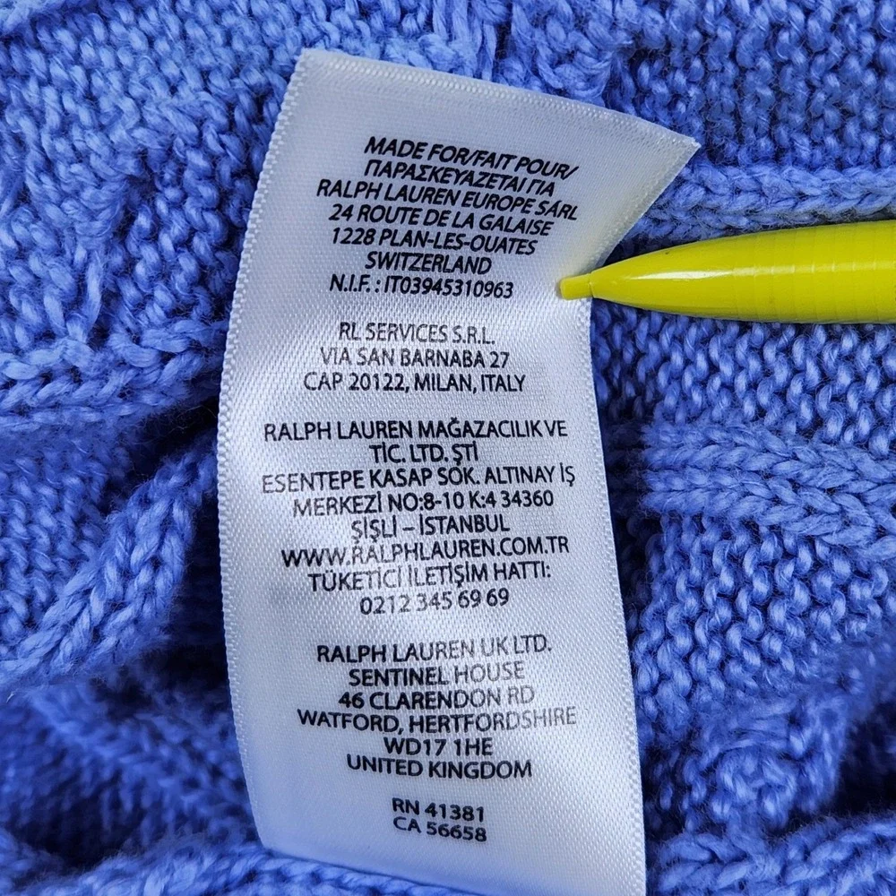 Polo Ralph Lauren Cable Knit Sweater Blue Men's XXL Embroidered‎ Logo NWT
